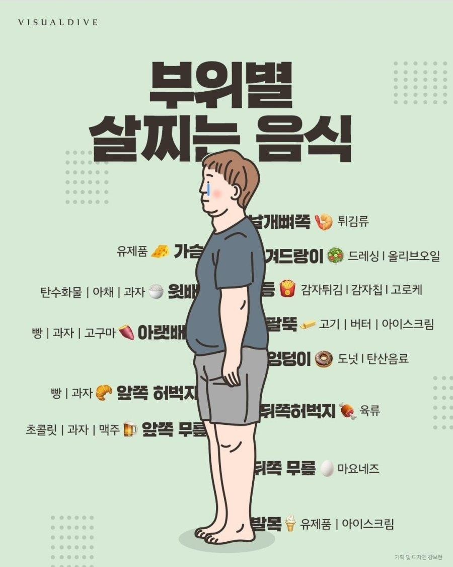 부위별 살 찌는 음식